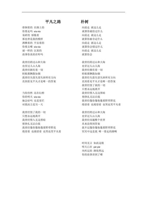 平凡之路朴树歌词