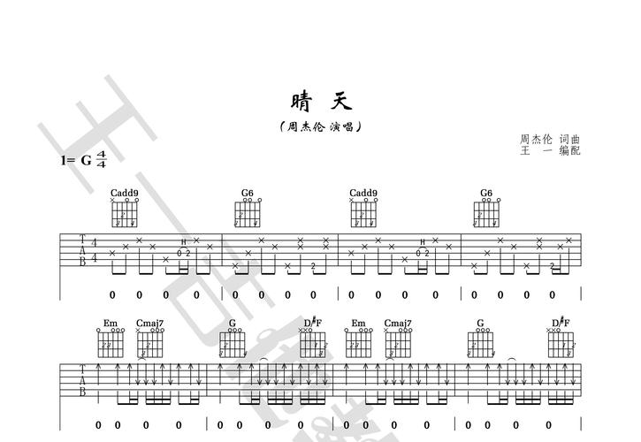 晴天吉他(和弦谱)或钢琴(简谱)(晴天吉他节拍器调多少速度)