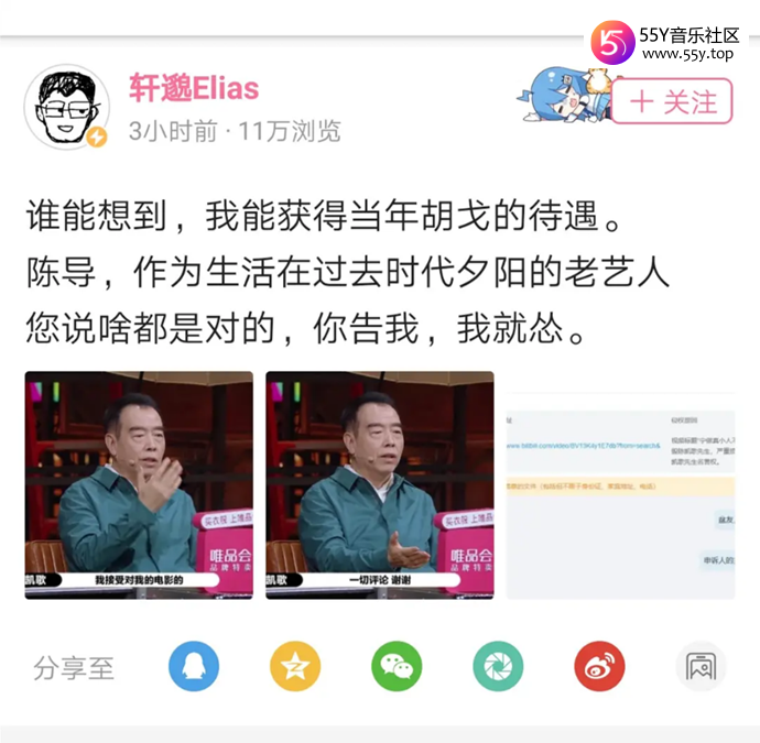 陈凯歌举报B站众多up主